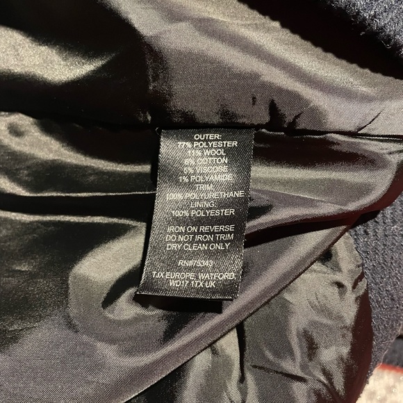 Paraphrase Wool Navy Blue Asymmetrical Zipper Ribbed Knit Coat Peacoat (size 12) - Picture 4 of 8